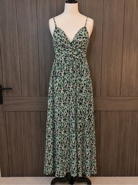 Hudson Gray Green Floral Maxi Dress Size Large